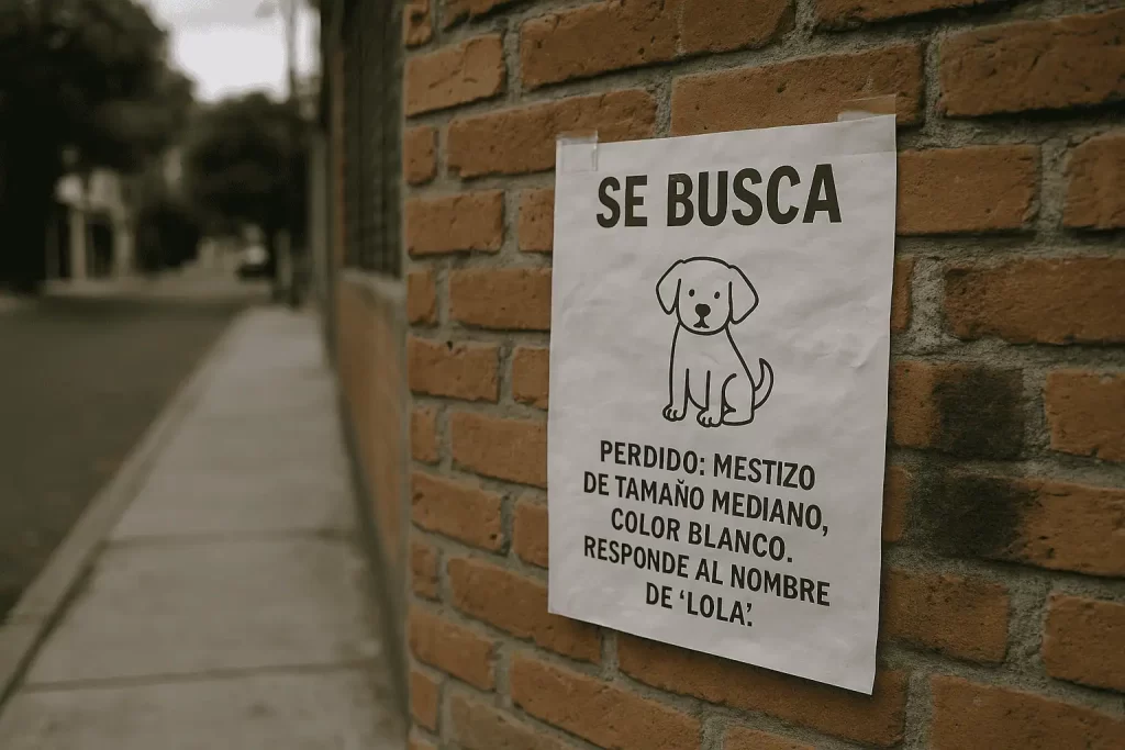 artel de perro perdido sin foto con descripción física del perro